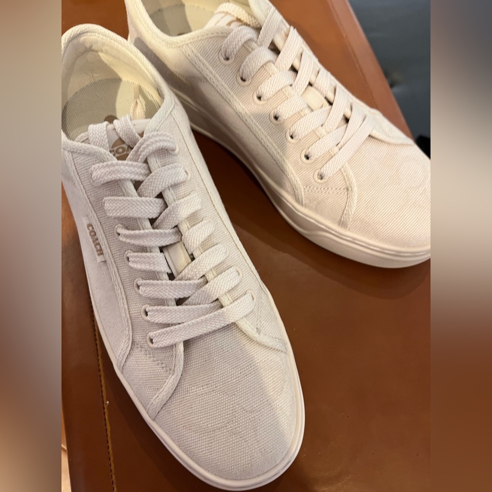 Men's Coach Canvas Sneaker In Signature Jacquard chalk Chalk CAP 74 new - Picture 5 of 12